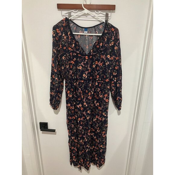 Old Navy Women's 3/4 Sleeve Floral Maxi Dress, Navy Multi, Large - Picture 1 of 3